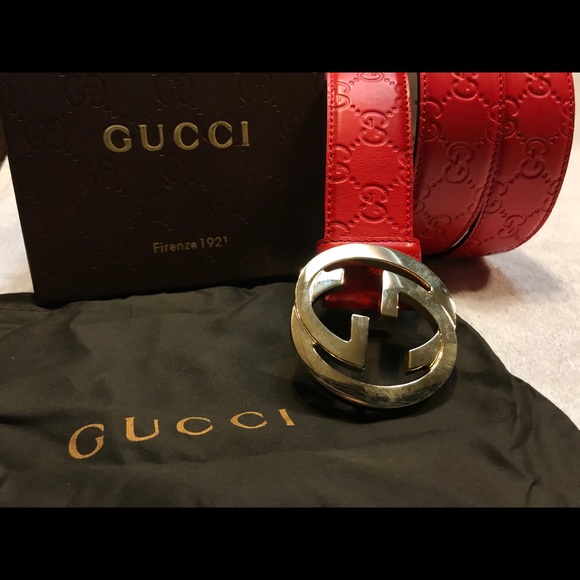 Red Guccissima Gucci Belt - Picture 2 of 6