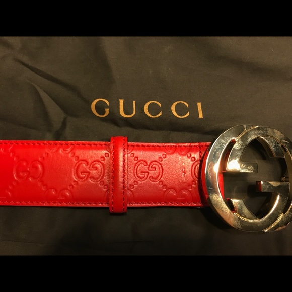 Red Guccissima Gucci Belt - Picture 4 of 6