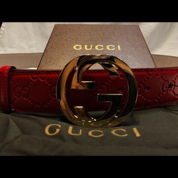 Red Guccissima Gucci Belt - Picture 5 of 6