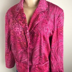 Versailles Blazer Jacket 3/4 Sleeve Pink Paisley