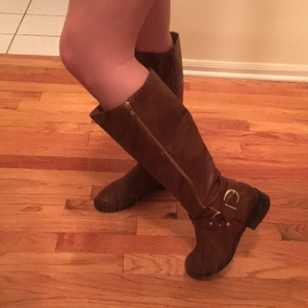 Soda Brand Brown Vegan Leather Boots Size 8