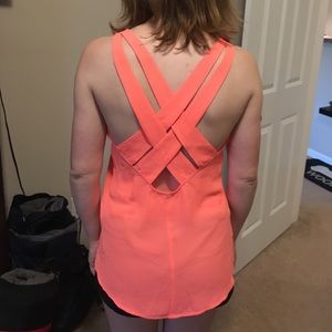 Neon Orange Criss Cross Back Tank