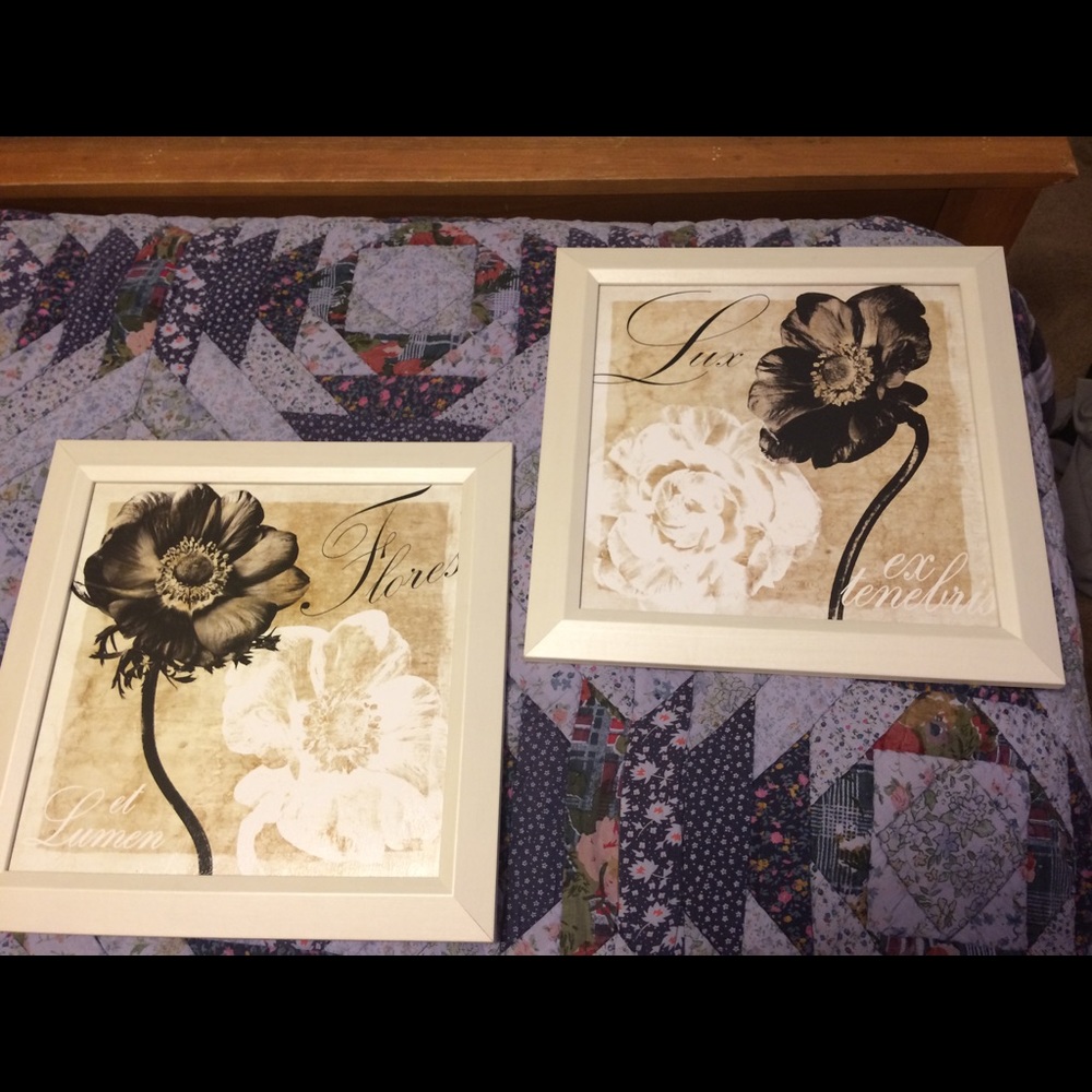 Two 15" x 15" matching home art pieces