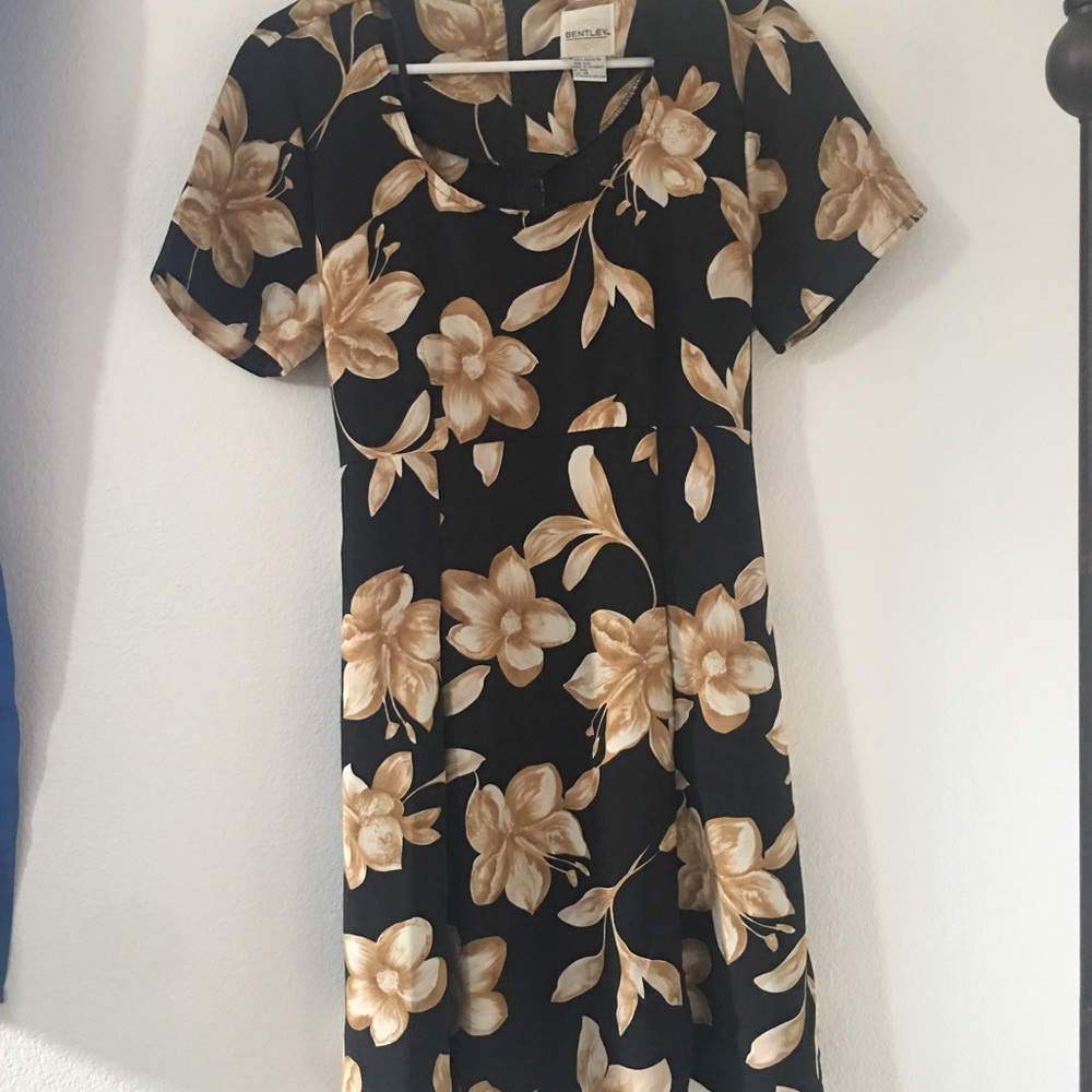 black dress with flowers