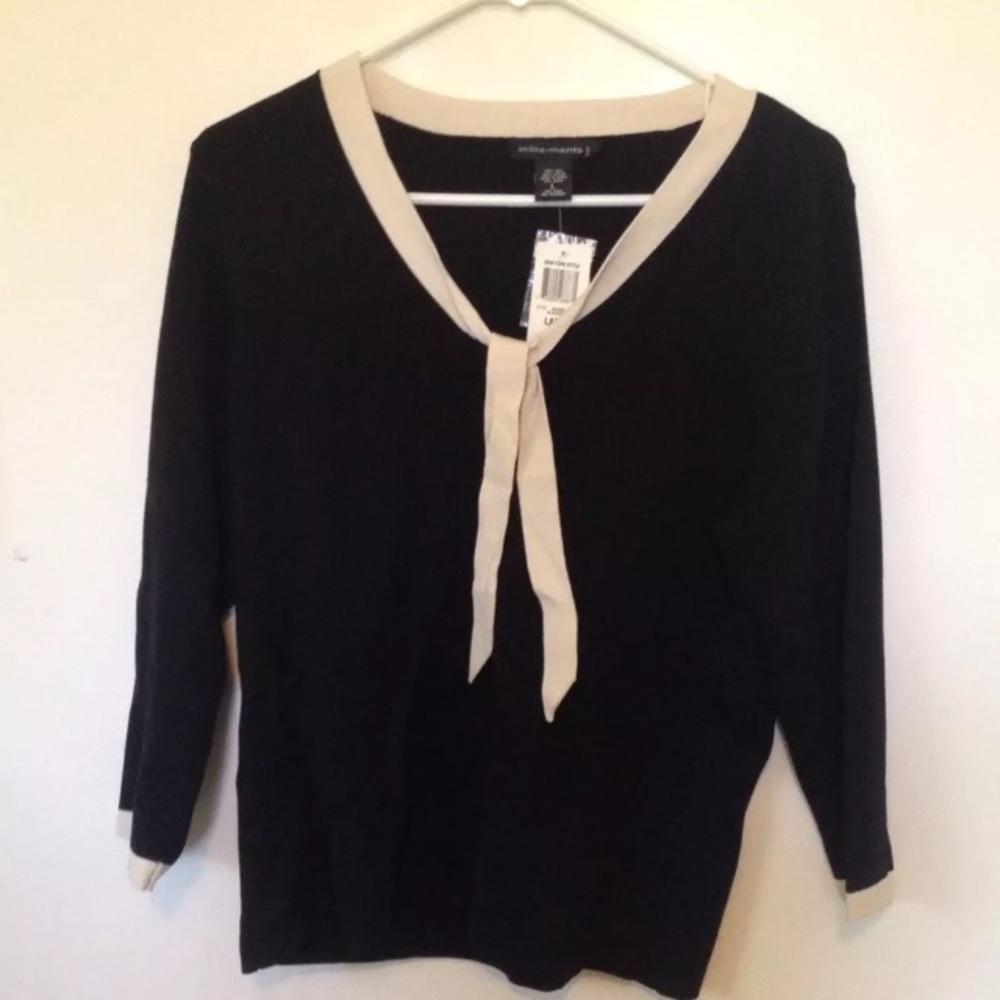 NWT Statements Black and Cream Sweater
