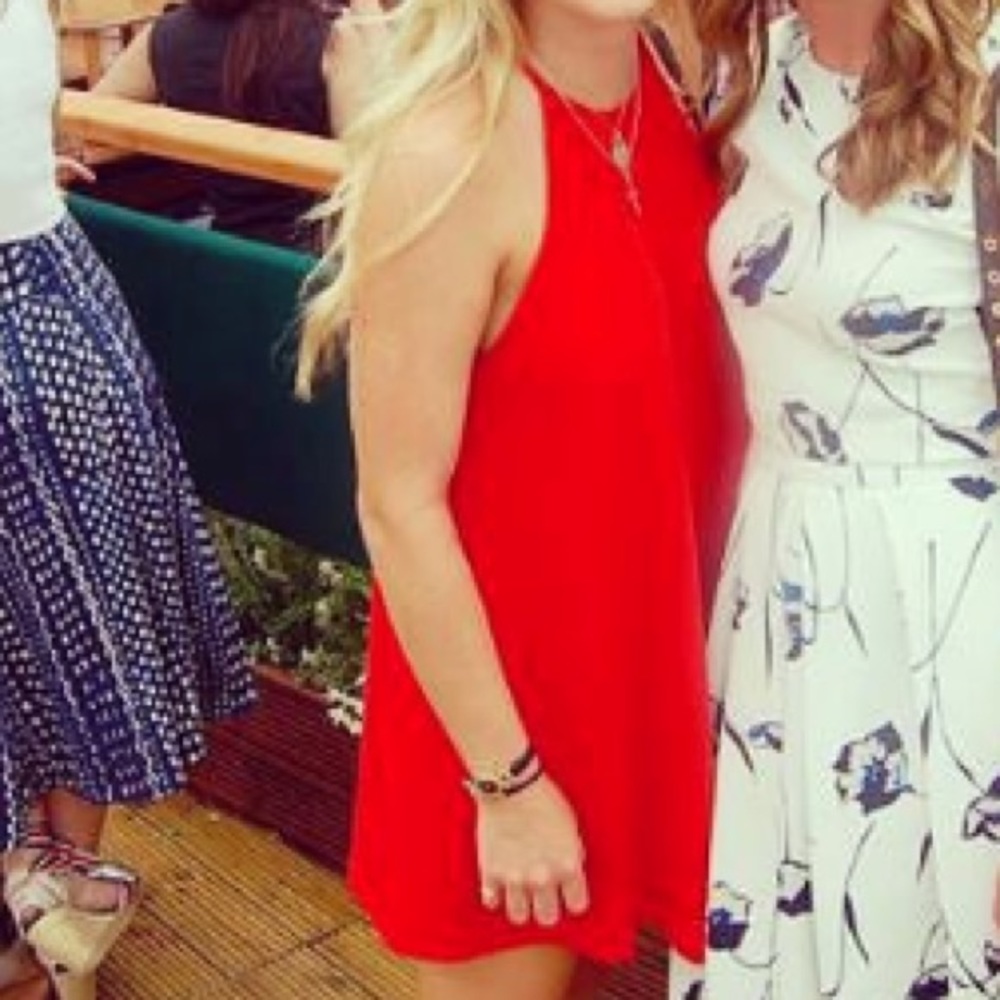 Zara Red High Neck Flowy Dress