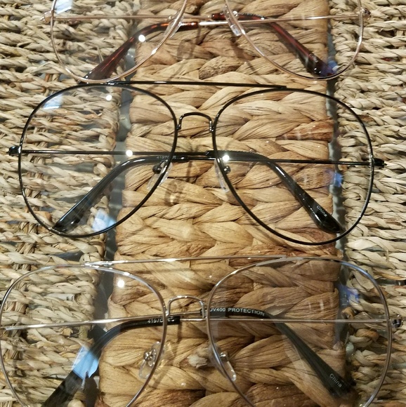 Oversize Aviator Sunglasses Rose Gold Clear Lens - Picture 6 of 8