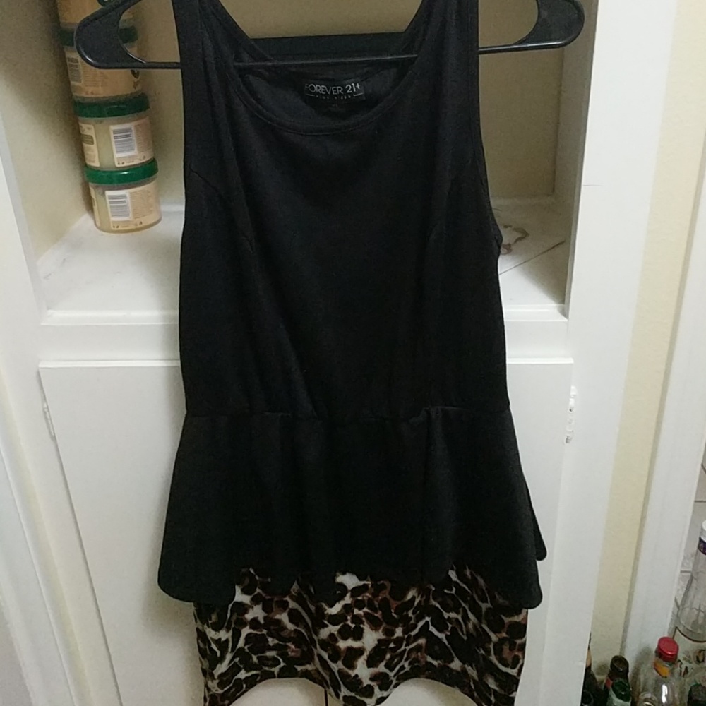 Forever 21+ black and leopard print dress sz xl