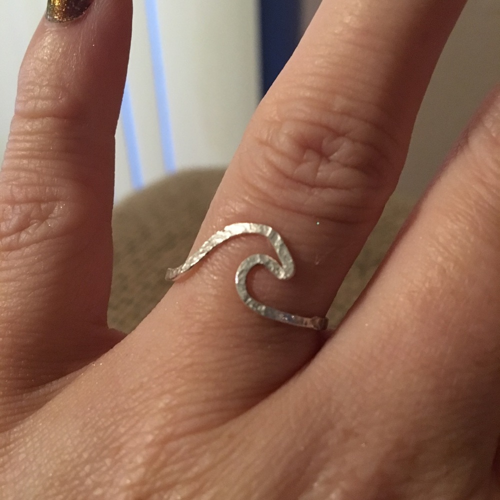 Sterling silver wave ring.