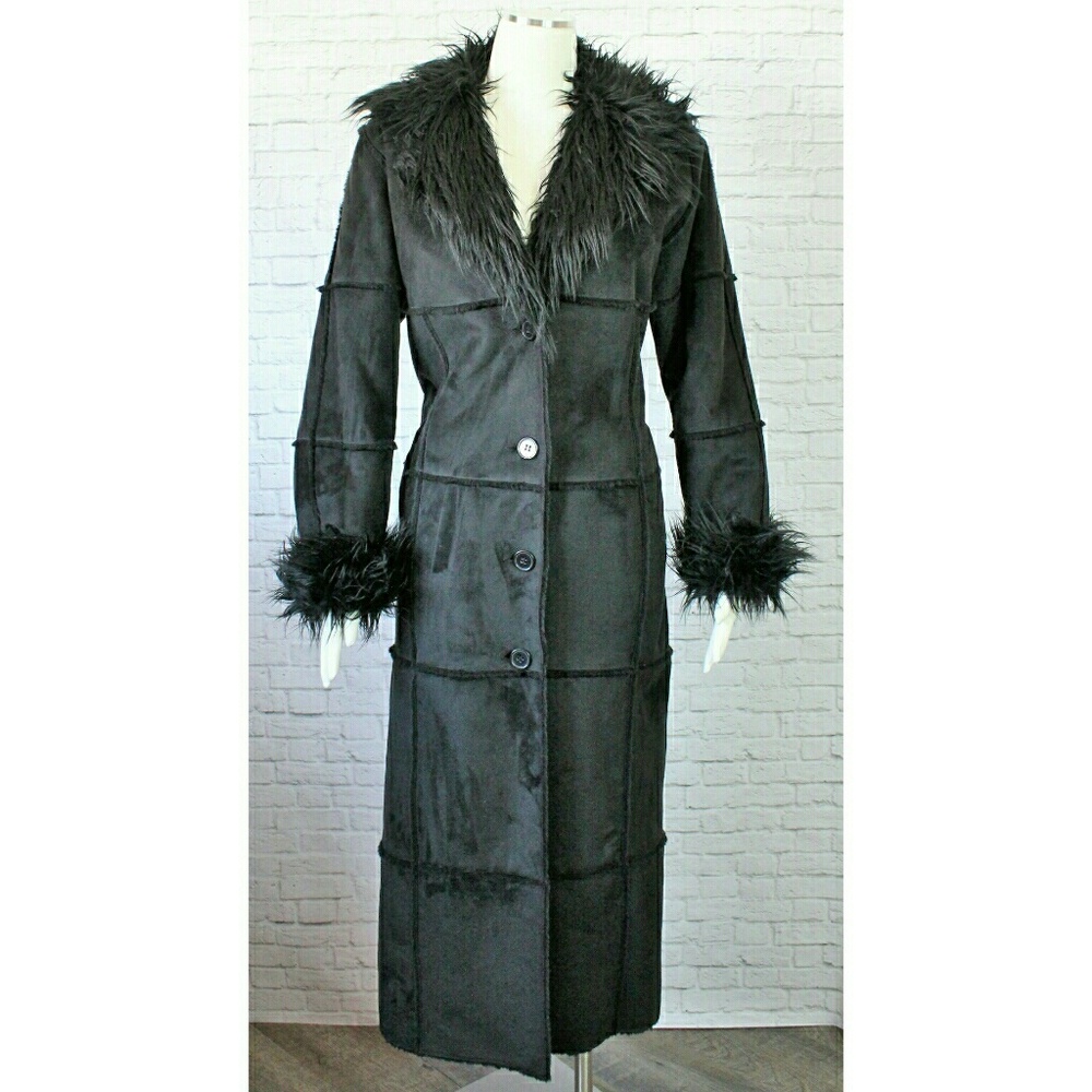 Imago Black Trench coat with Faux fur