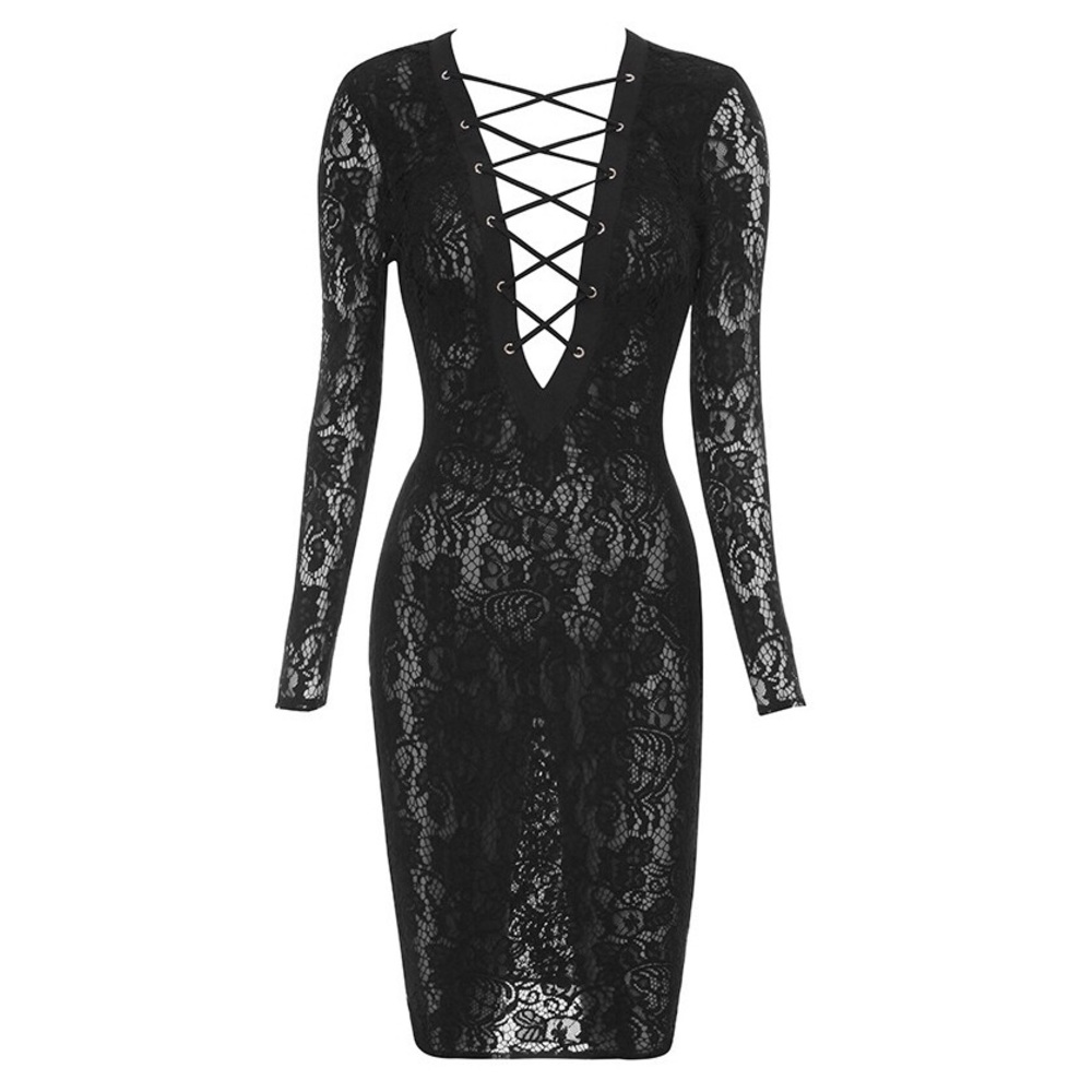 House of CB • Anchali Sheer Lace Dress - Picture 3 of 8