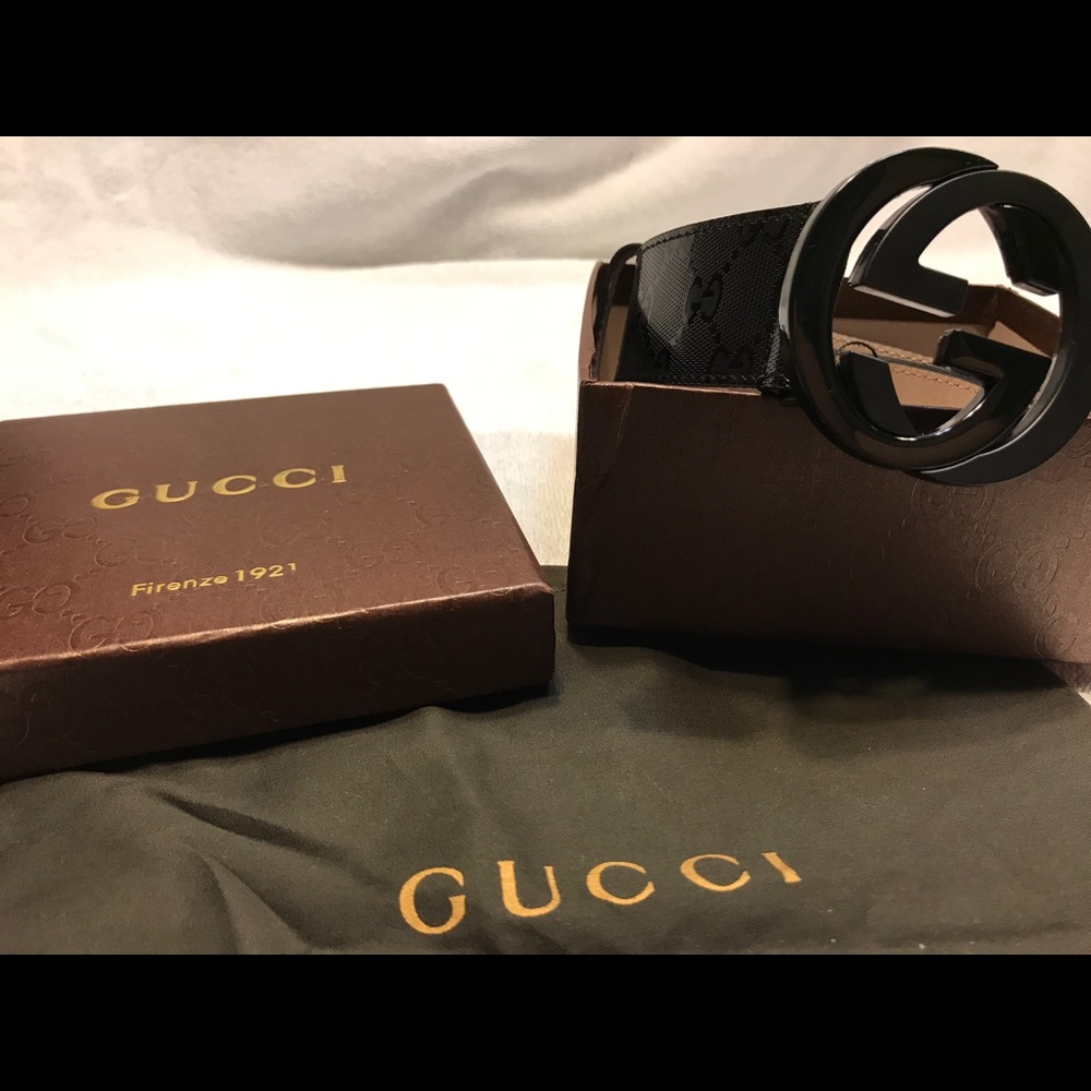 Black Imprime Gucci Belt