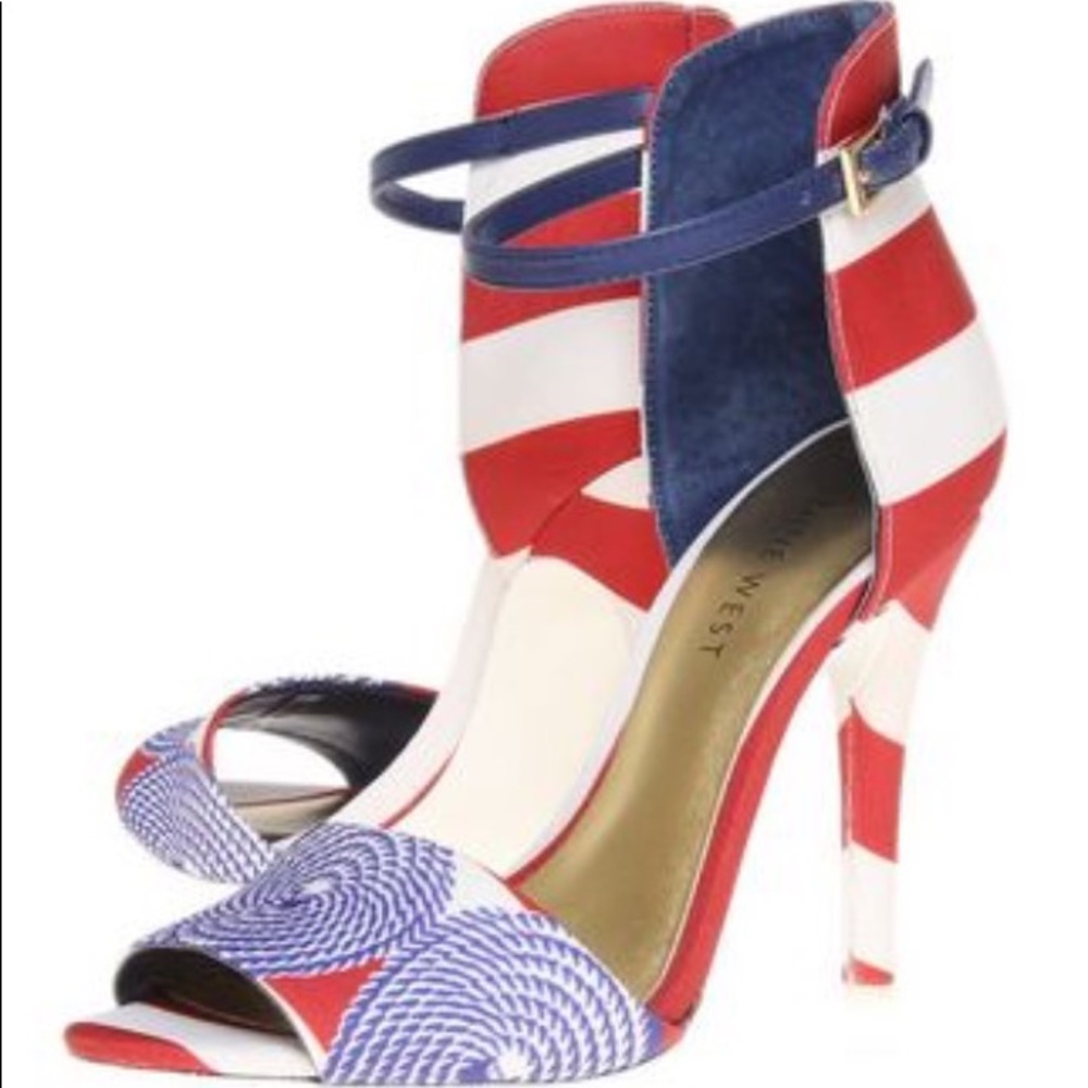Nine West 2-Part Acre, Red White & Blue Sandals
