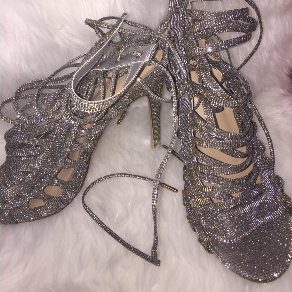 Lace up evening heels