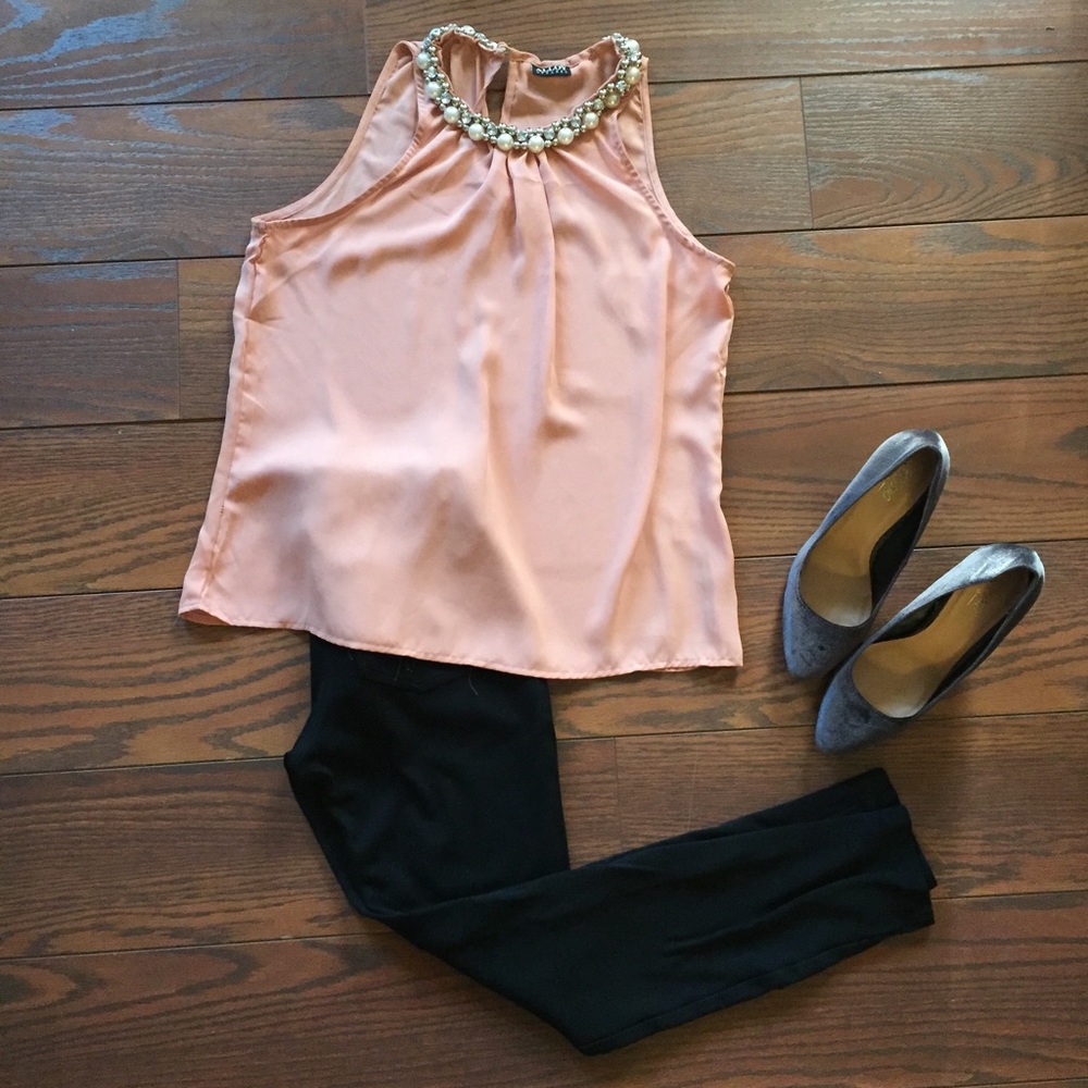 Blush pink sleeveless blouse