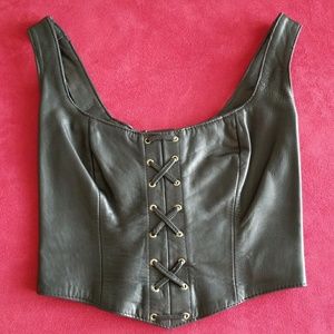 Black leather bustier, by Firenze Santa Barbara
