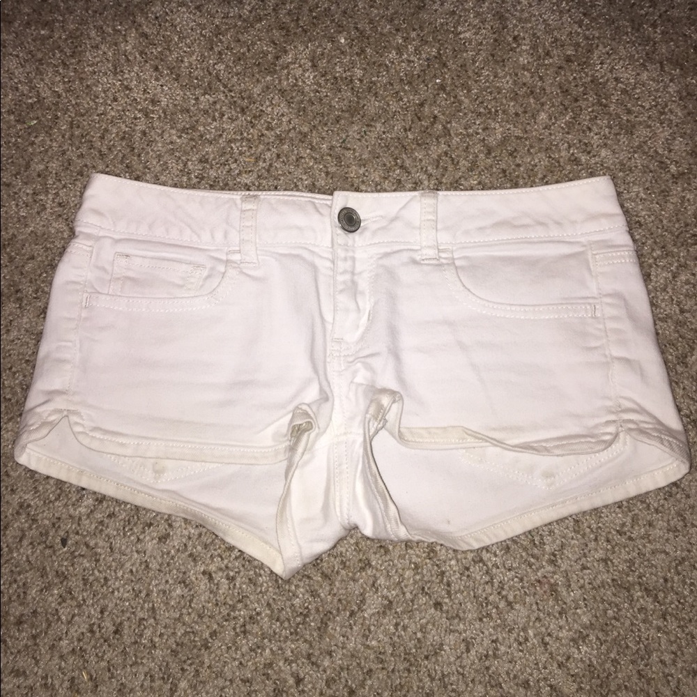 White Stretch Denim Shorts
