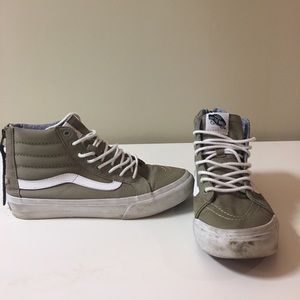 Vans tan high tops with zipper back