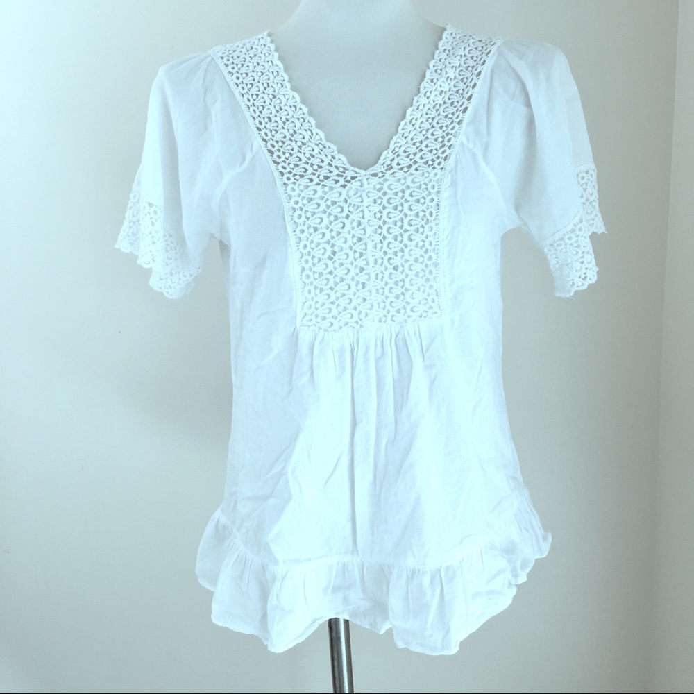 Lacey cotton white top