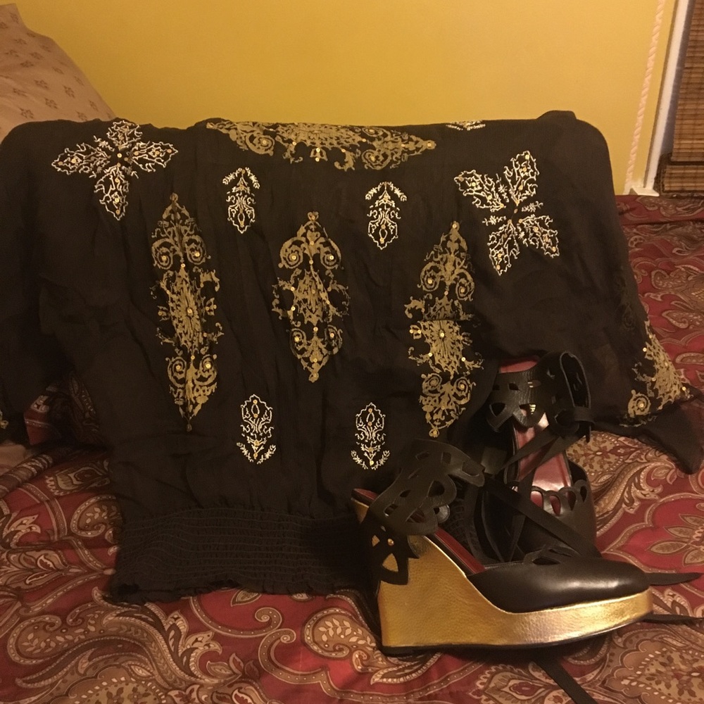 Colin Stuart Chocolate Brown/Gold wedges