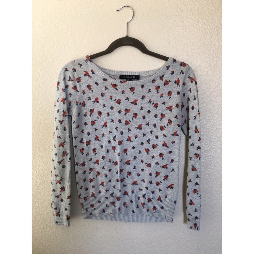 Floral Gray Sweater