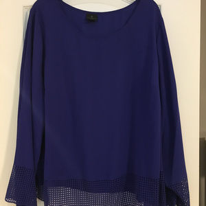 Worthington  long sleeve work blouse royal blue 2X