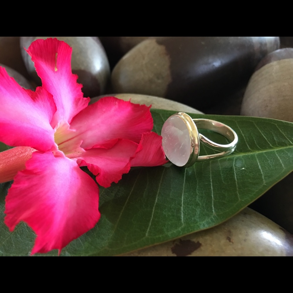 Gorgeous Selenite Ring, Size 7.5 Sterling Silver