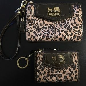 Coach Madison Op Art Wristlet/ key chain wallet.