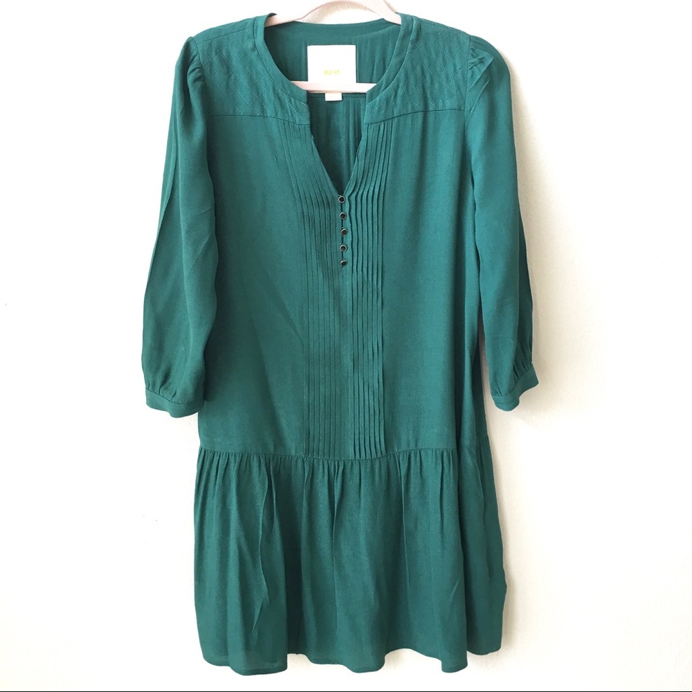 Anthropologie | Teal Drop-Waist  Dress