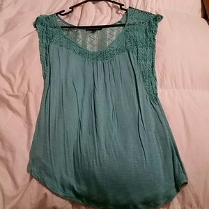 Teal top with Lace.