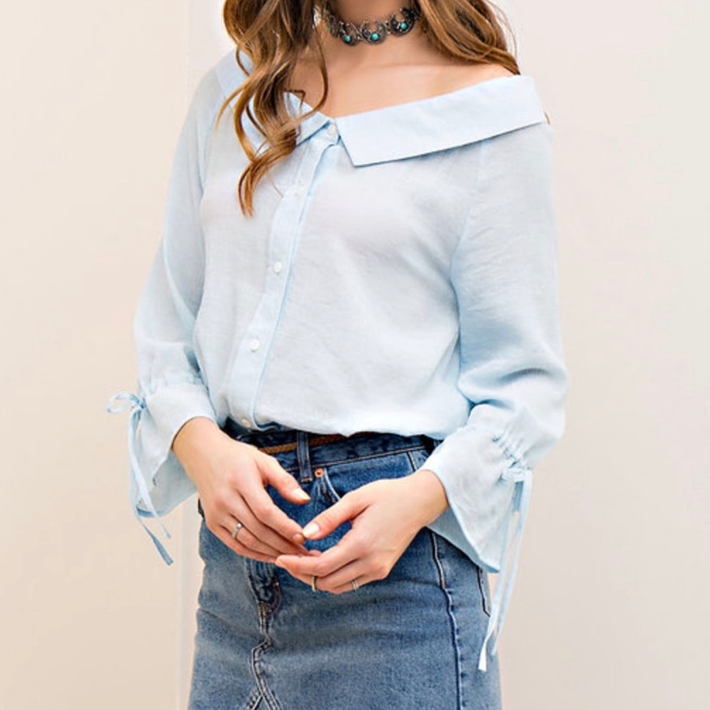 Off-Shoulder Button Down