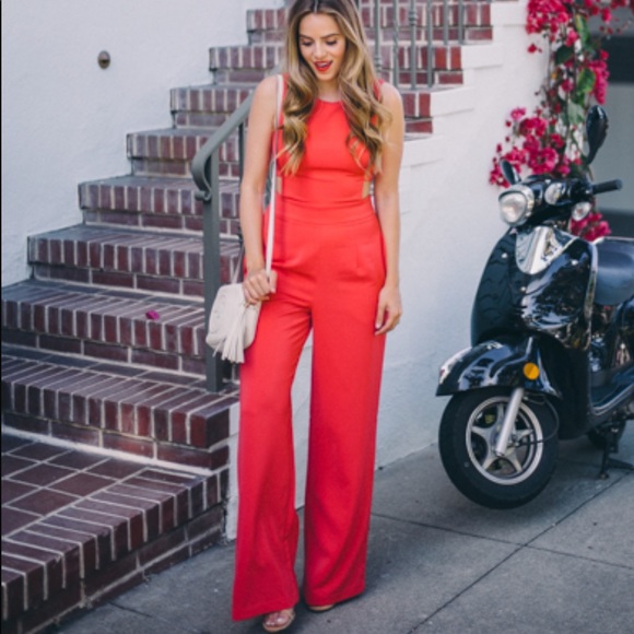 Express Pants - NWT Express orange open back wide leg jumpsuit