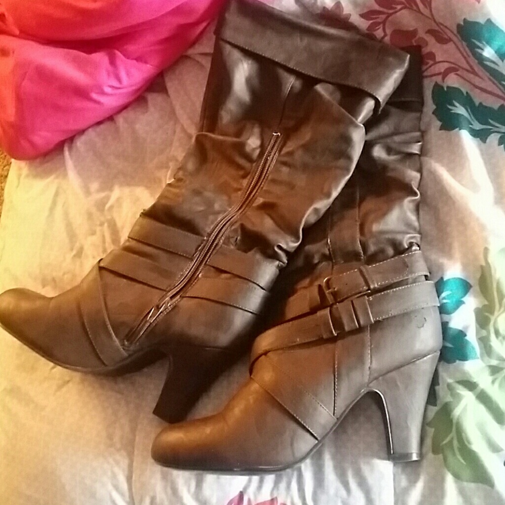 Brown leather boots