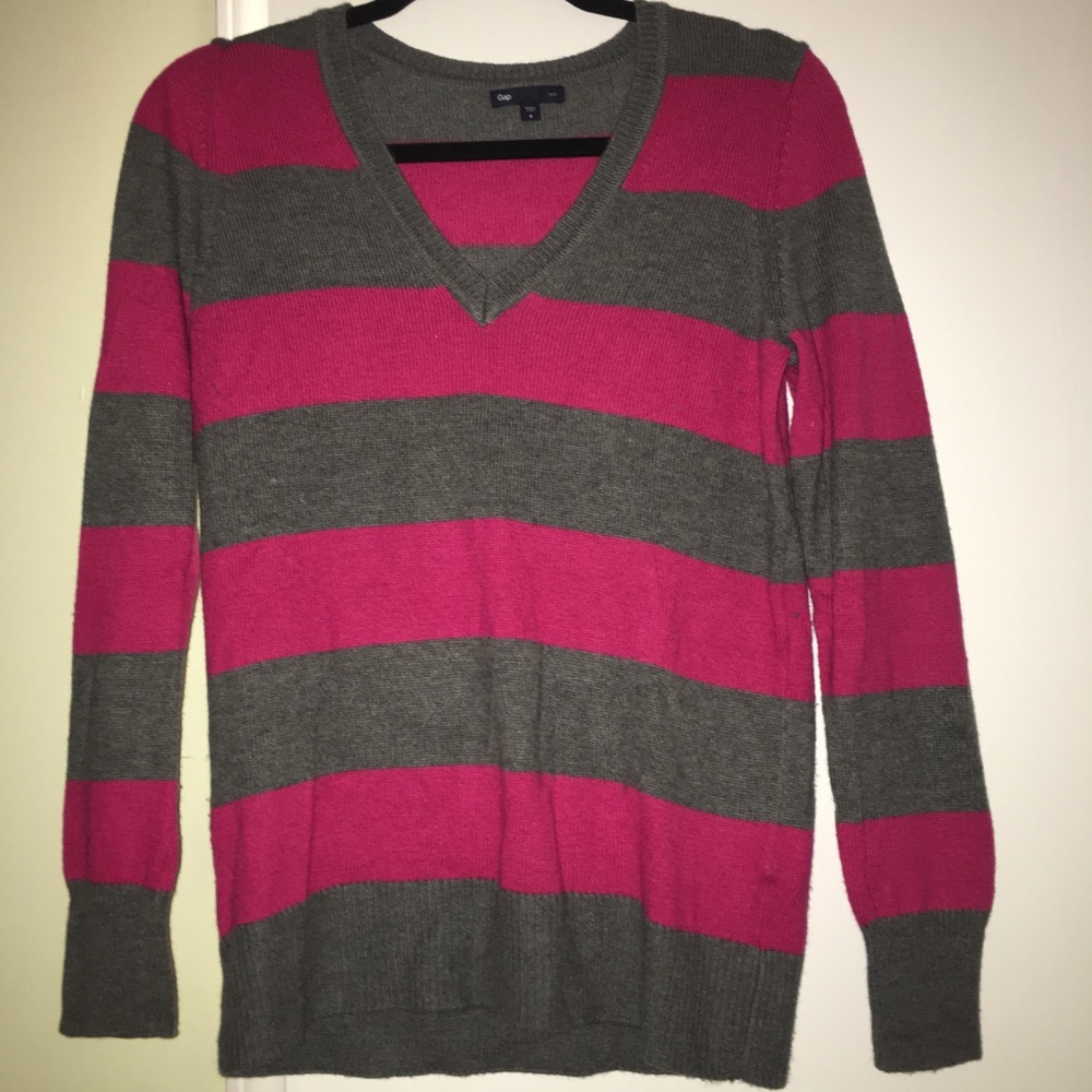 V-neck striped sweater