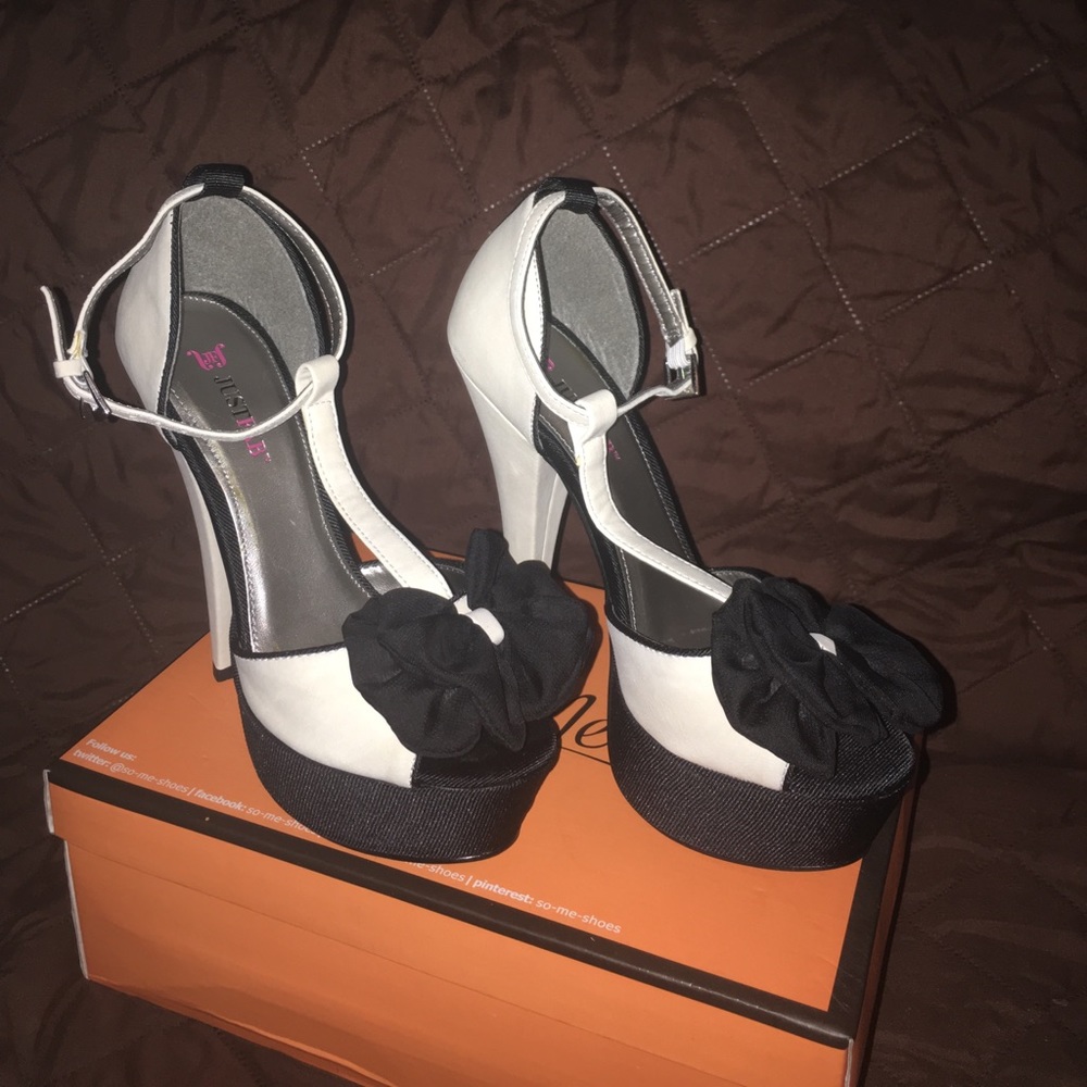 Black and white heels