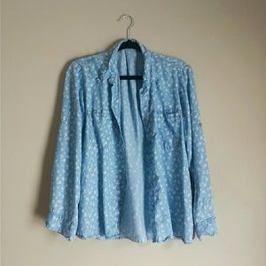 Blue Flower Print Button Down