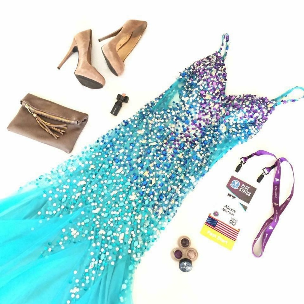 Mermaid Fit Turquoise Prom Dress