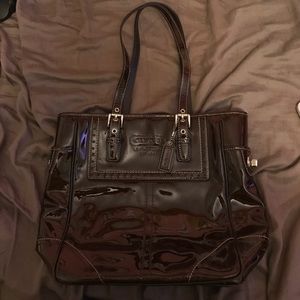 Authentic coach brown patent leather handbag