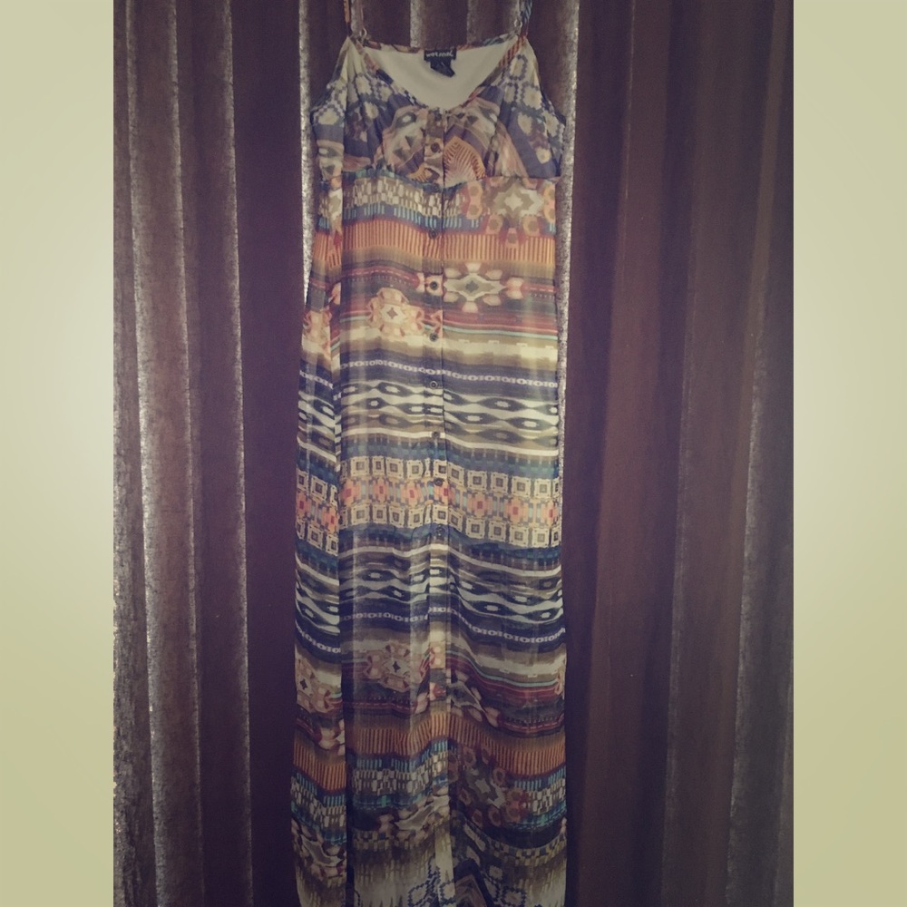 Aztec button down maxi dress