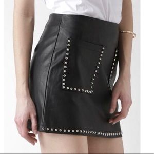 Leather Skirt with Studded Pockets NWT