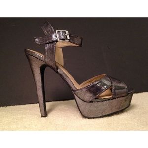 Cathy Jean Silver Platform Heels