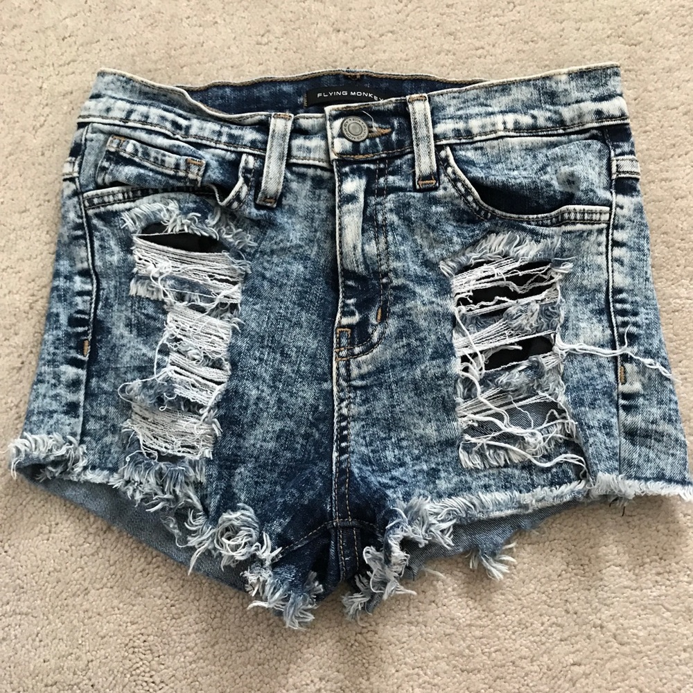 Acid wash jean shorts