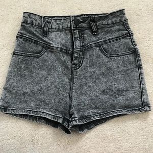Acid wash jean shorts