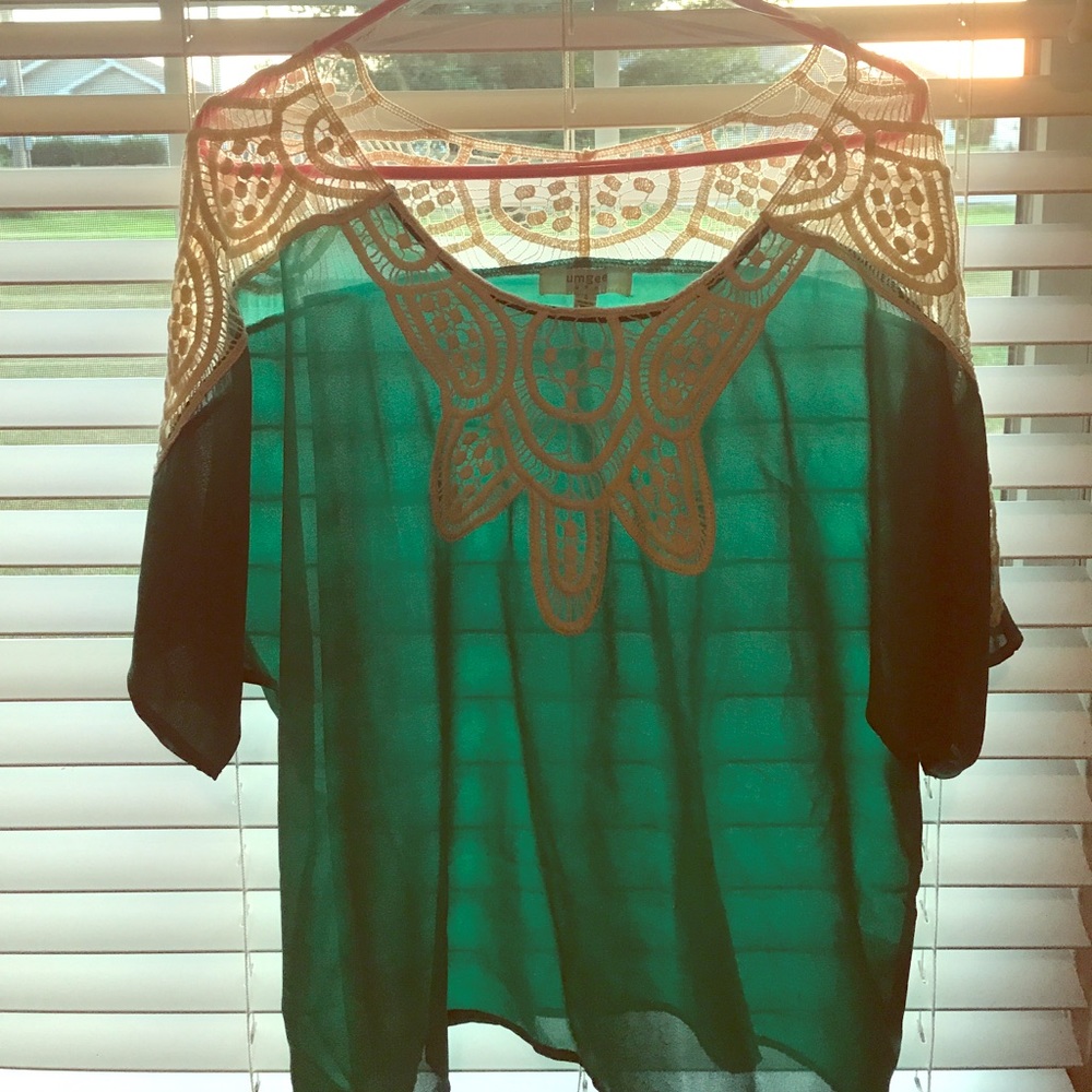 See through turquoise top