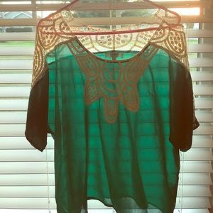 See through turquoise top