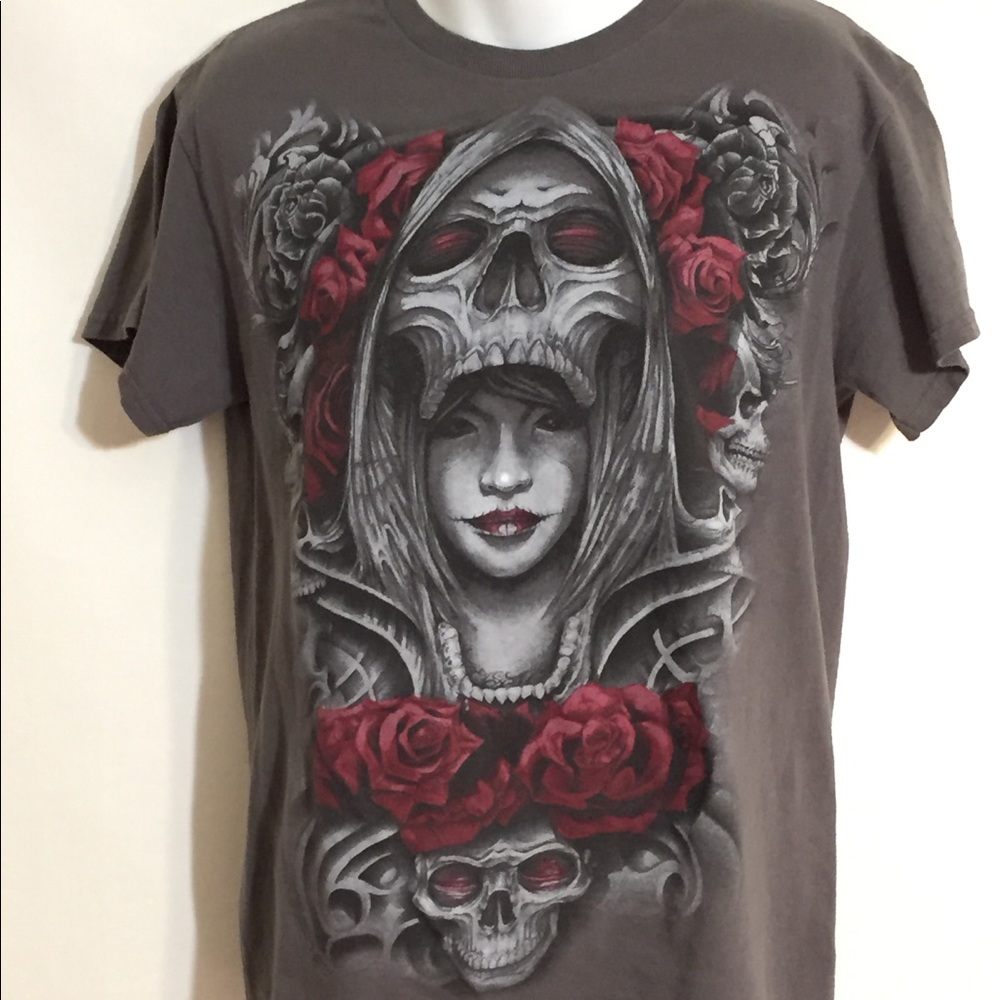 CUSTOM AIR-BRUSHED GRAPHIC ON GREY COTTON T-SHIRT