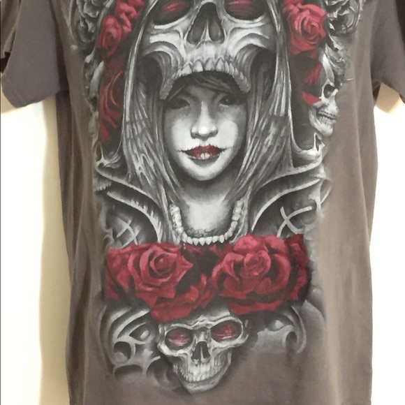 CUSTOM AIR-BRUSHED GRAPHIC ON GREY COTTON T-SHIRT - Picture 2 of 6
