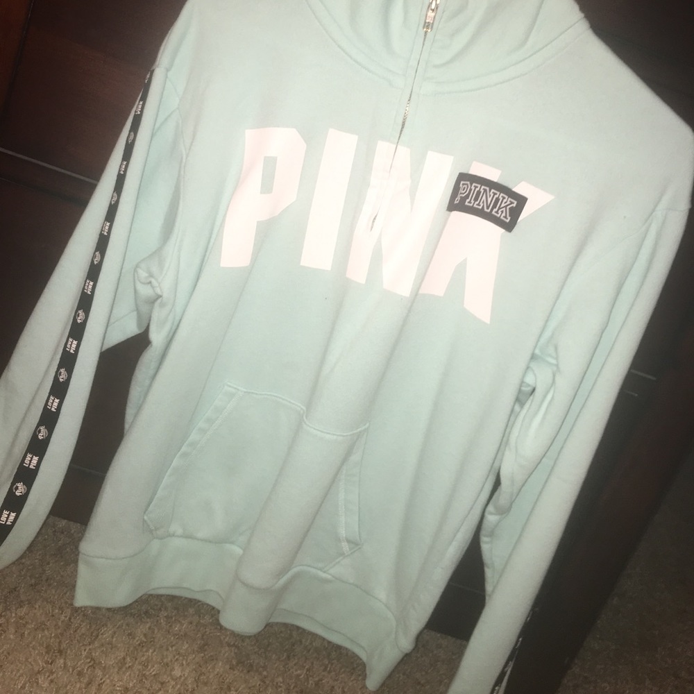 Teal pink quarter zip
