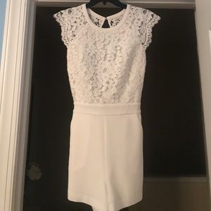 bebe white lace backless ROMPER