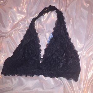 Free People Black Halter Lace Bra